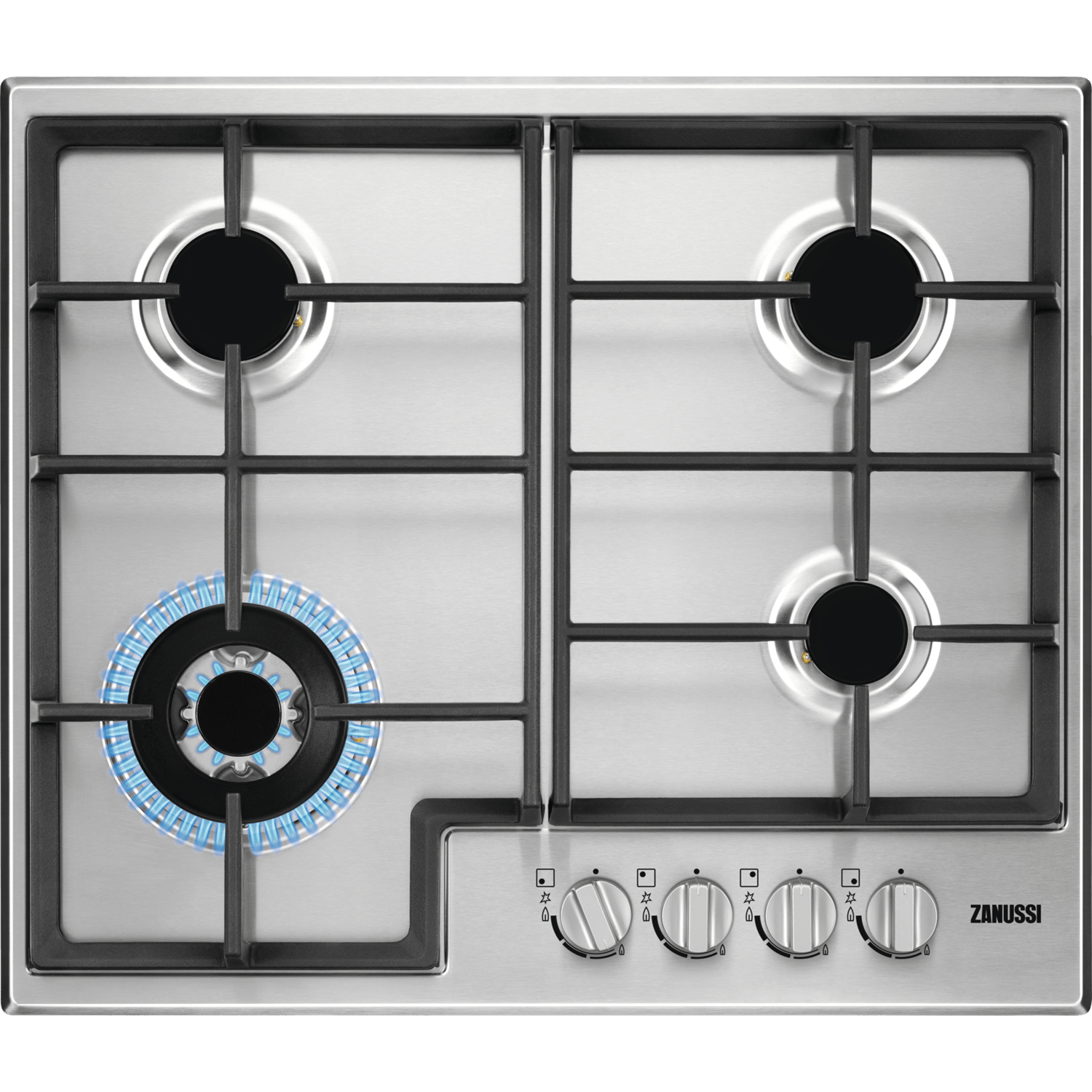 60cm gas hob with 4 burners cast iron grids