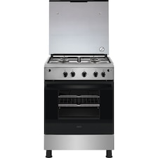 Zanussi steel 4-burner cooker with gas oven and hob